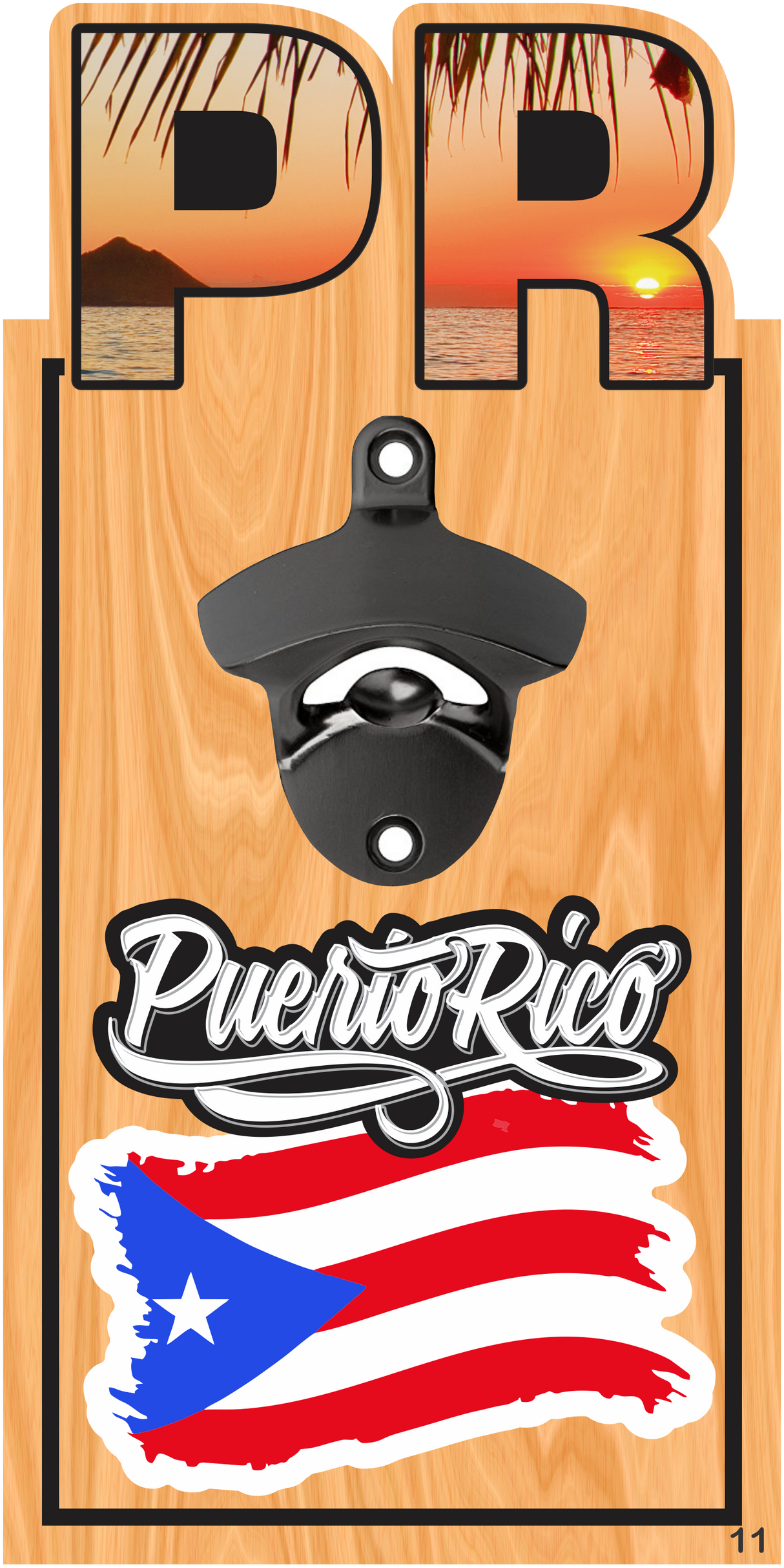 Wall Bottle Opener - Puerto Rico Flag