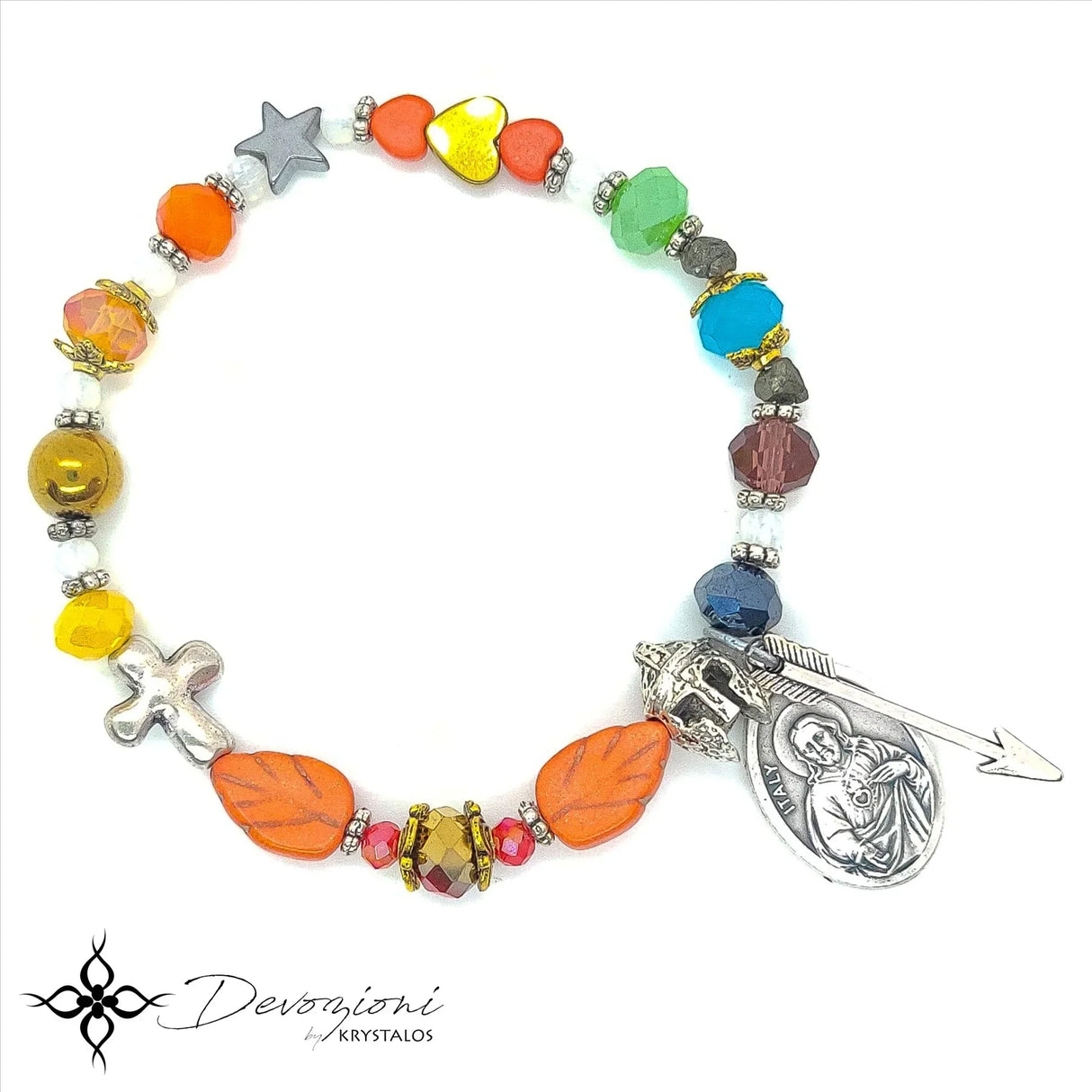 Sagrado Corazón de Jesús y sus 12 Promesas - Brazalete Rosario DEVOZIONI (BUILD TO ORDER)