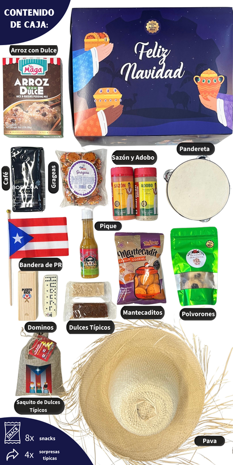 Canasta: El Regalo de Mi Isla (Pava + Pandero + Bandera + Dominos)