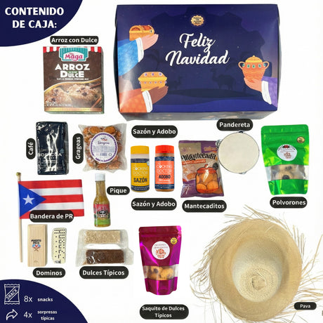 Canasta: El Regalo de Mi Isla (Pava + Pandero + Bandera + Dominos)