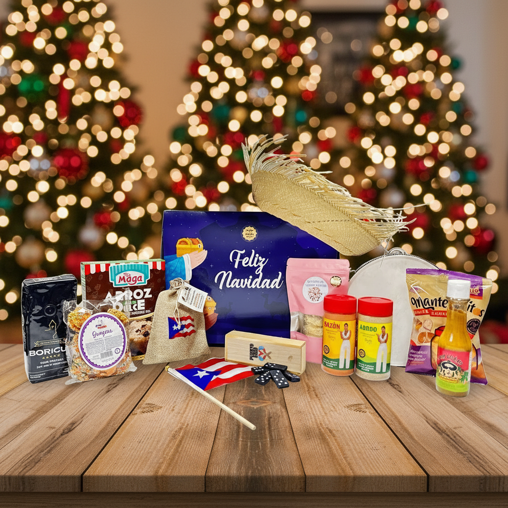 Canasta: El Regalo de Mi Isla (Pava + Pandero + Bandera + Dominos)